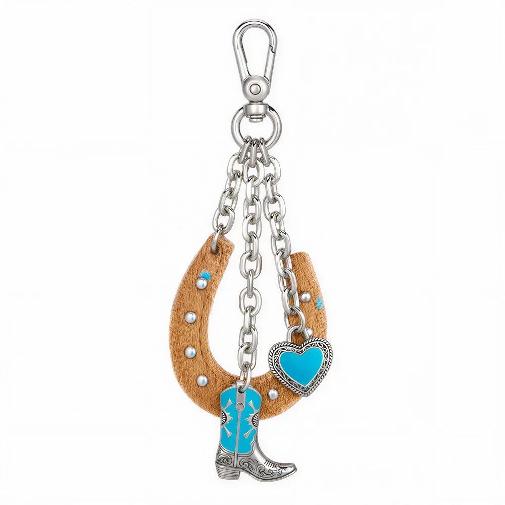 WRANGLER - Leather Bag Charm, Colour: Horse Shoe