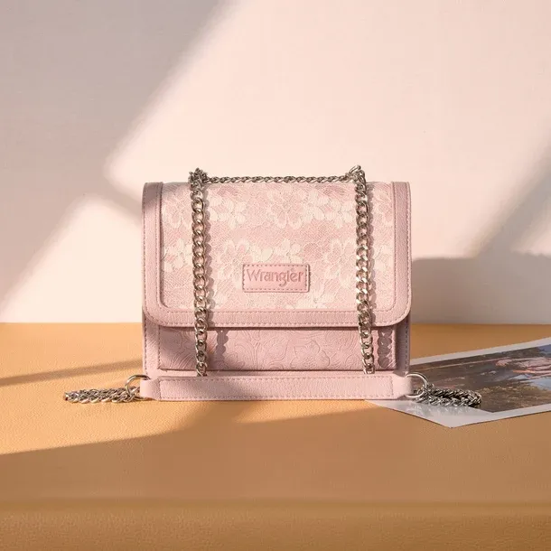 WRANGLER - Pink Chic Lace Chain Shoulder Bag