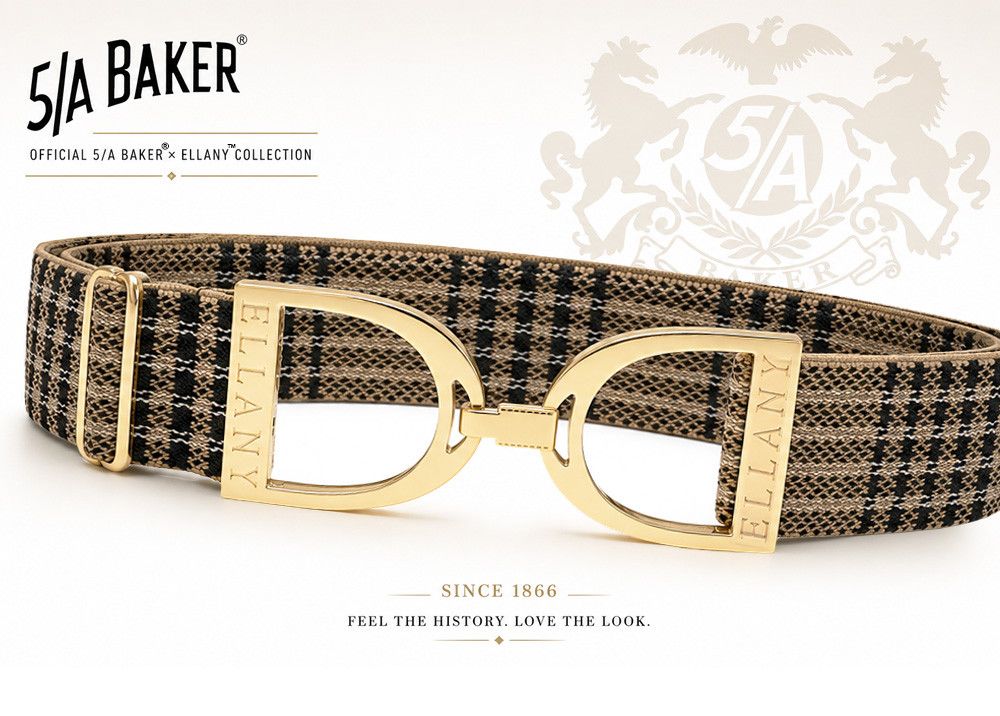 ELLANY - Elastic Belt 1.5" Baker Plaid &amp; Gold