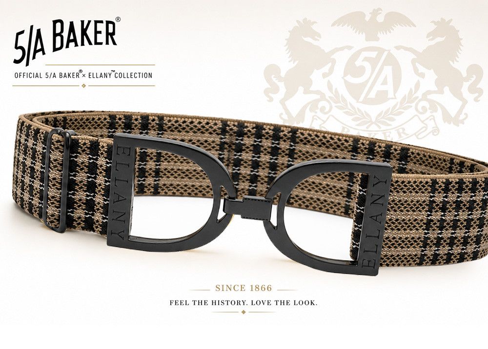 ELLANY - Elastic Belt 1.5" Baker Plaid &amp; Black