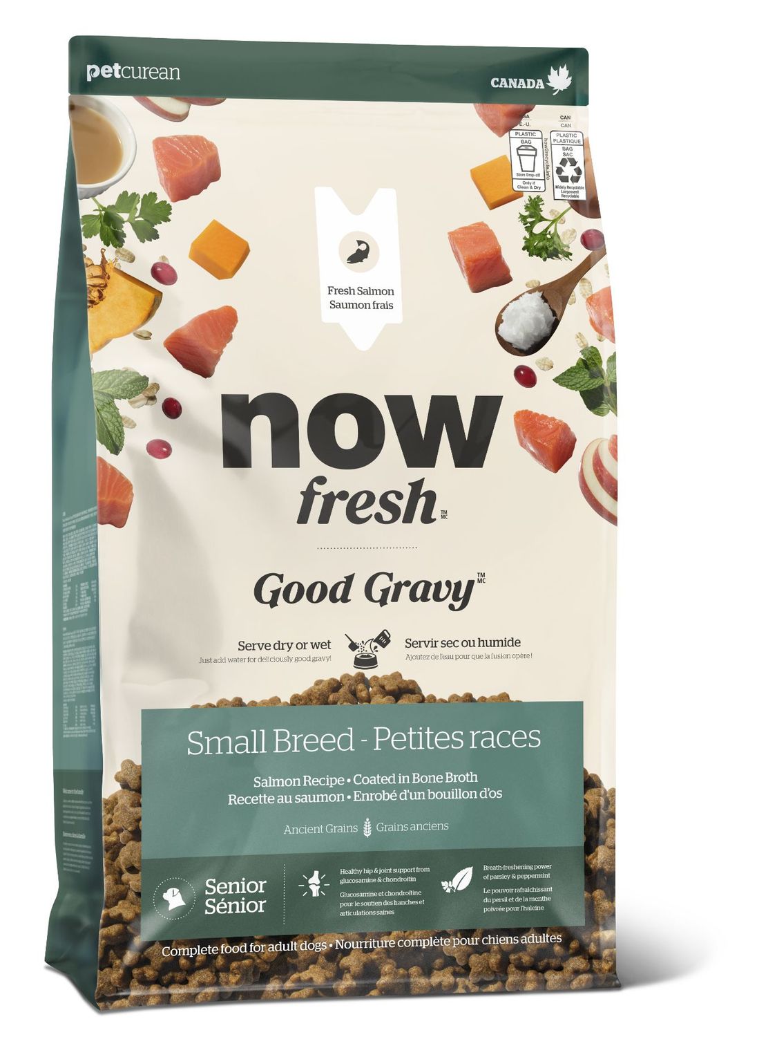 PETCUREAN - Now Fresh Good Gravy Fresh Salmon Recipe for Small Breeds Senior Dogs, Flavour: Salmon, Net Weight: 3.5lbs