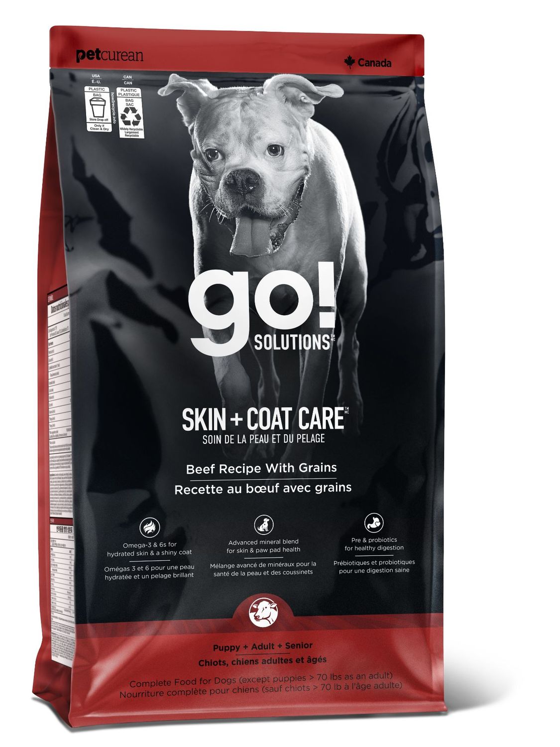 PETCUREAN - GO! Beef Dry Dog Food with Grains, Net Weight: 3.5lbs