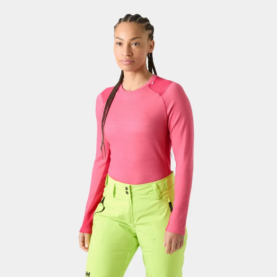 HELLY HANSEN - Lifa Merino Midweight Crew, Size: XSmall, Color: Hot Pink