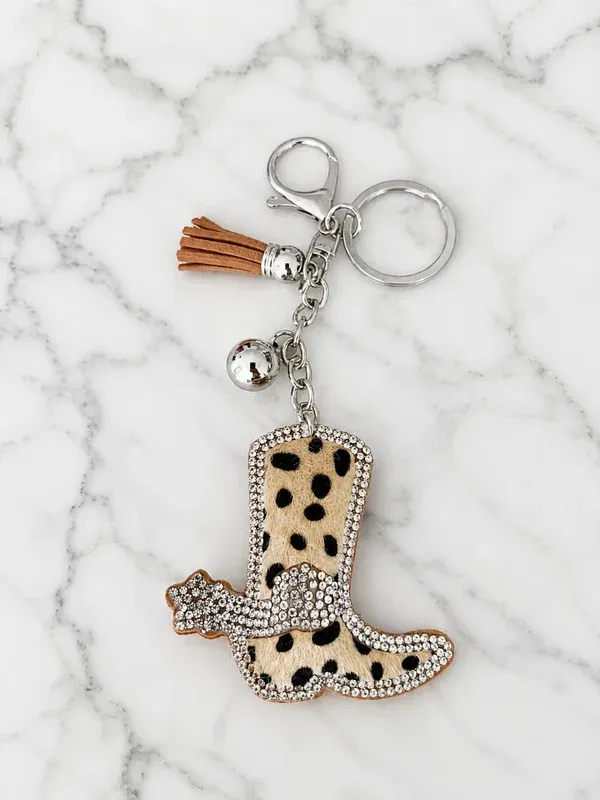 LUXY CHARMS - Leopard Luxe Boot Keychain