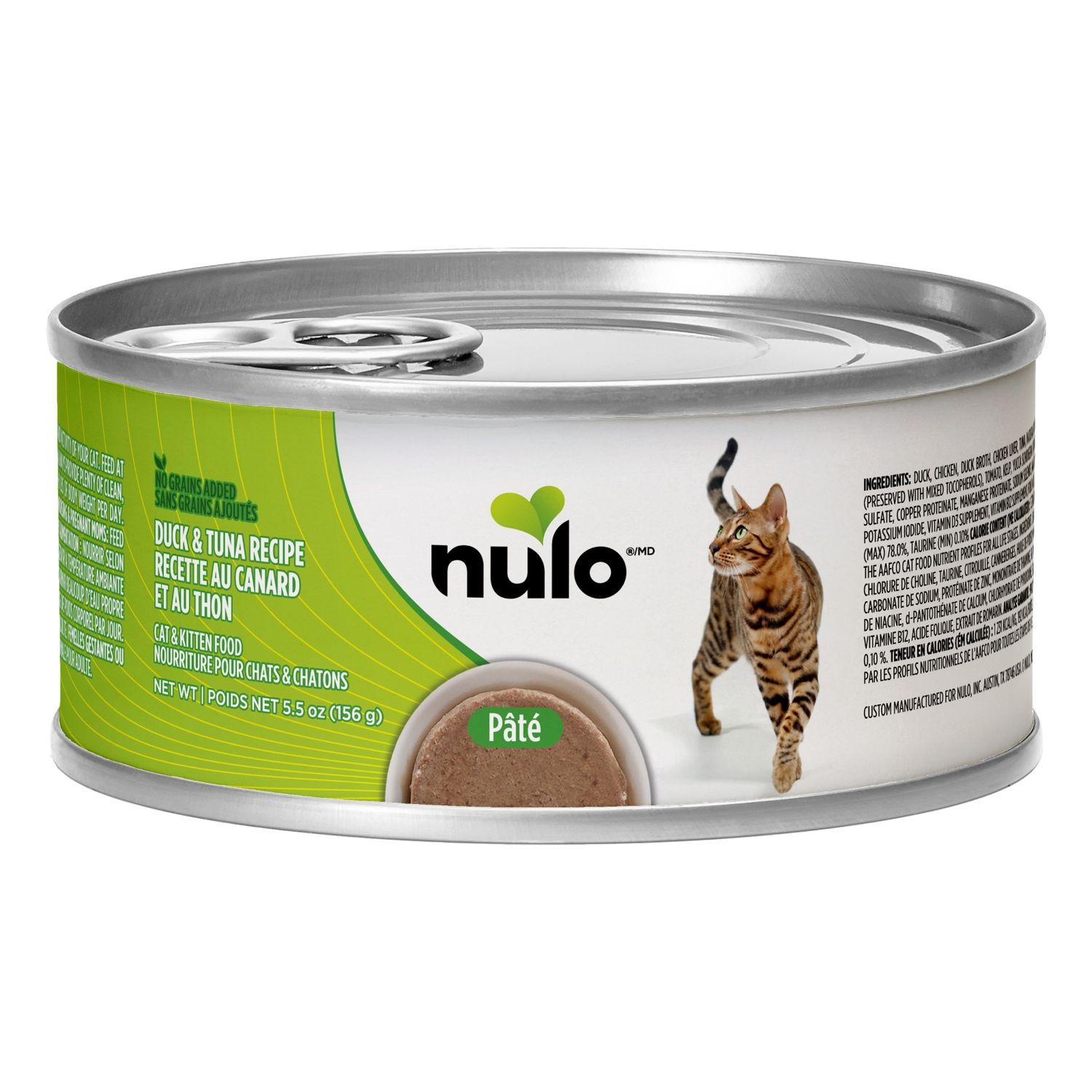 NULO - Grain-Free Paté Duck &amp; Tuna Recipe for Cats, Net Weight: 5.5oz