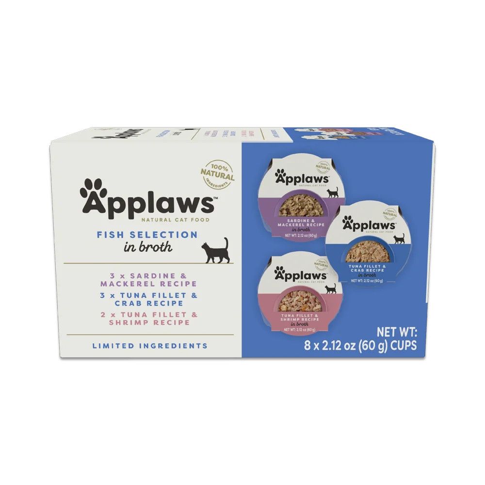 APPLAWS - MultiPack Fish Selection Natural Wet Cat Food, Net Weight: 8 x 60g