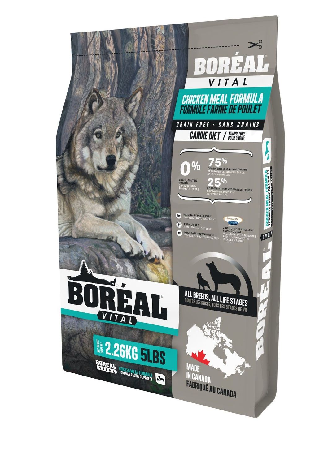 BORÉAL - Vital Chicken Meal Grain-Free Formula Canine Diet, Net Weight: 2.26kg