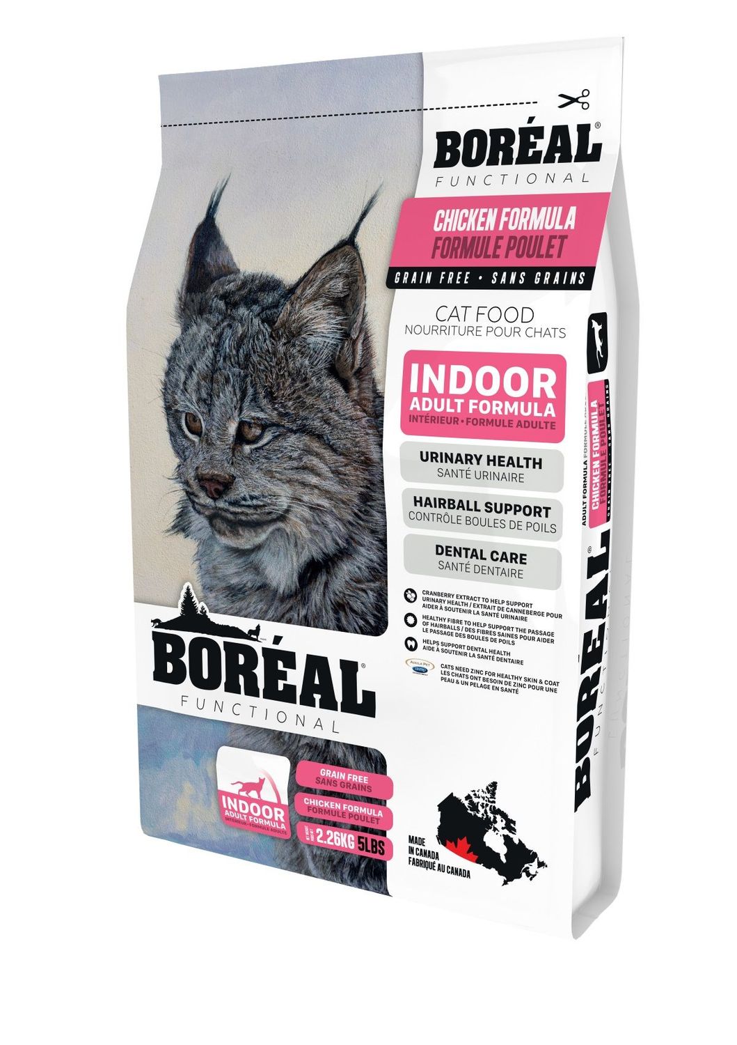 BORÉAL - Grain-Free Functional Indoor Cat Recipe with Canadian Chicken, Net Weight: 2.26kg