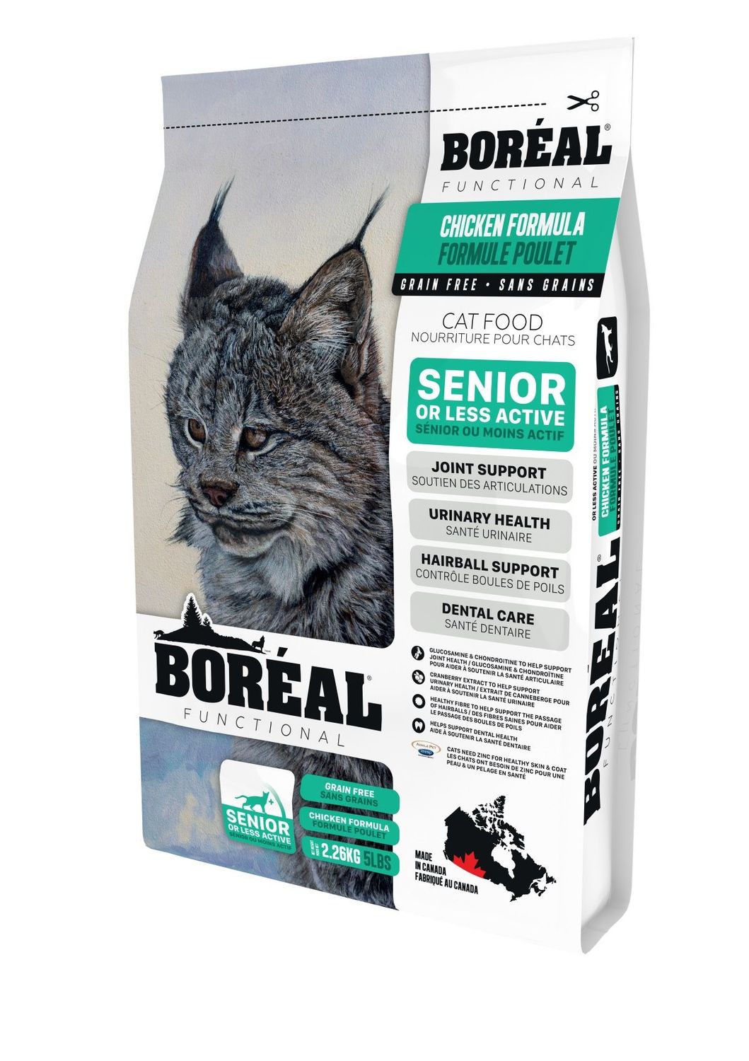 BORÉAL - Grain-Free Functional Senior / Less Active Cat Recipe with Canadian Chicken, Net Weight: 2.26kg