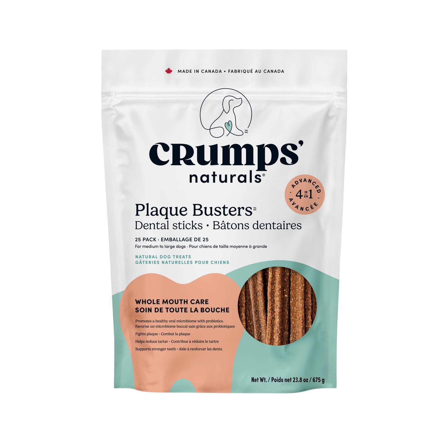 CRUMPS' NATURALS - Plaque Busters Whole Mouth Care Dental Sticks, Net Weight: 675g