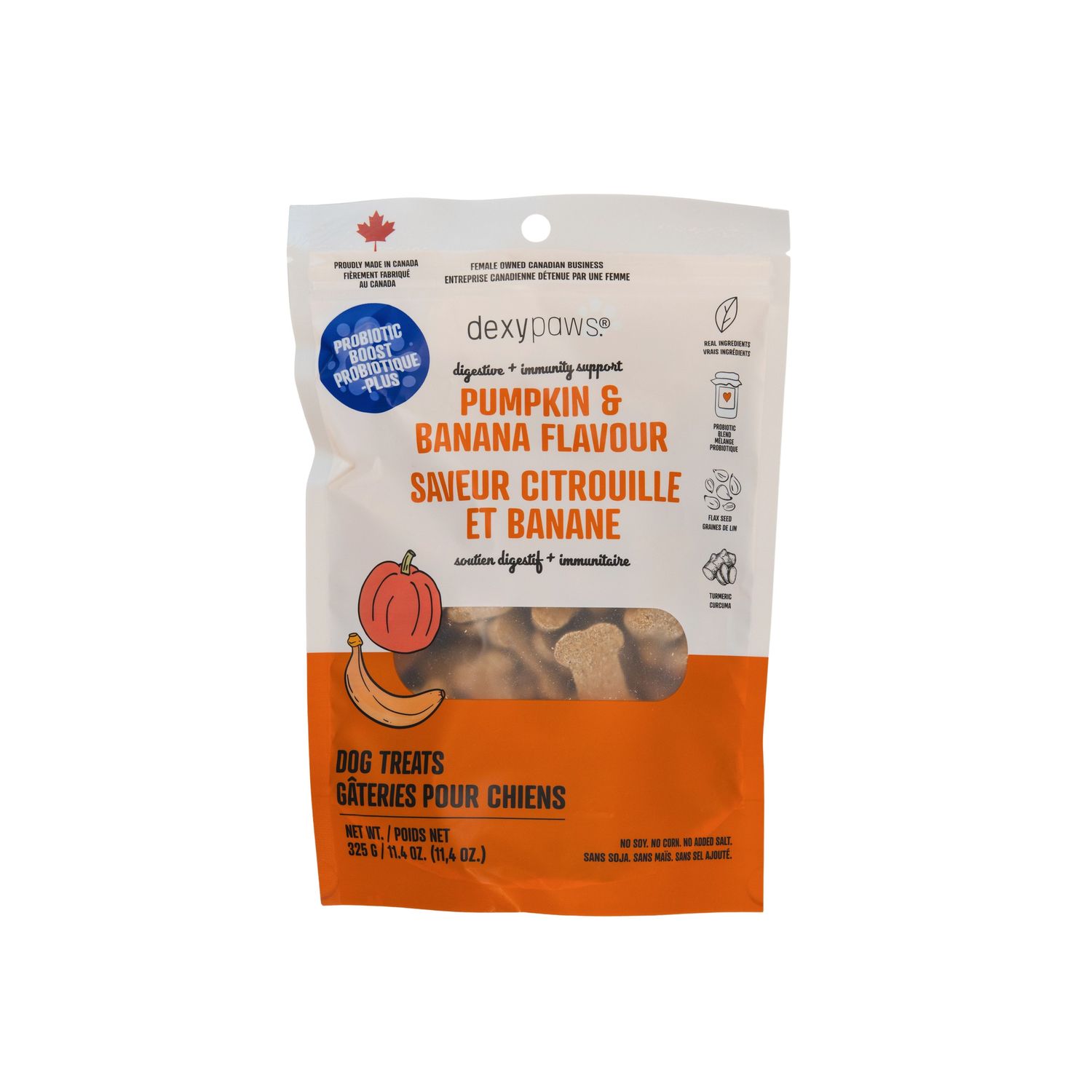 DEXYPAWS - Pumpkin and Banana Probiotic Dog Treats, Net Weight: 11.4oz