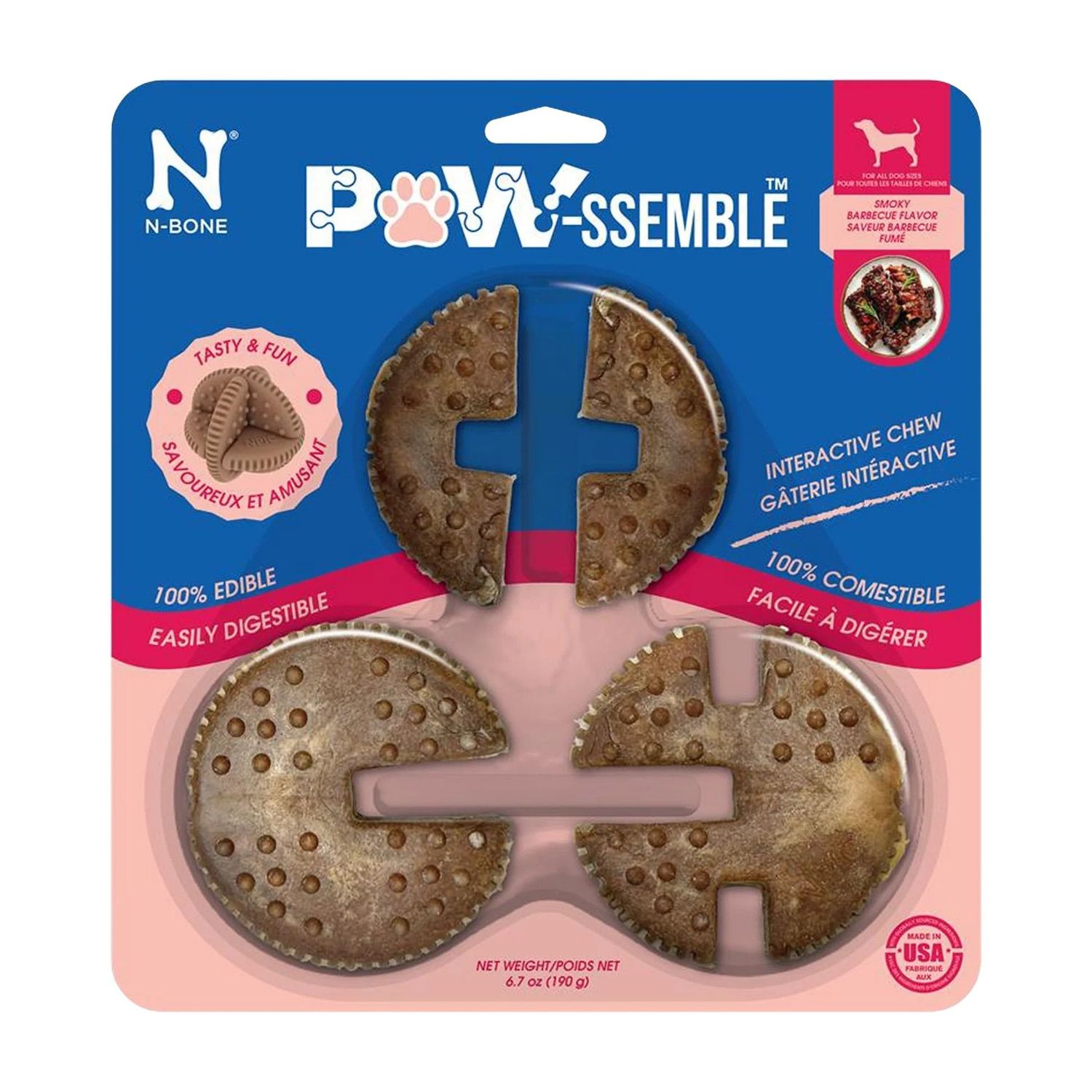 N-BONE - Paw-ssemble Interactive Dog Chew, Flavour: BBQ Fumé