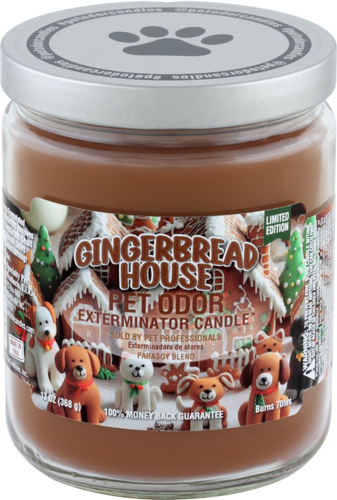 HOLLY MOLLY - Gingerbread House Pet Odor Exterminator Candle, Net Weight: 13oz