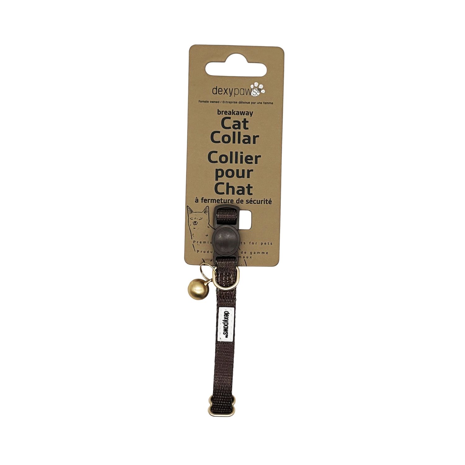 DEXYPAWS - Espresso Breakaway Cat Collar, Size: Small