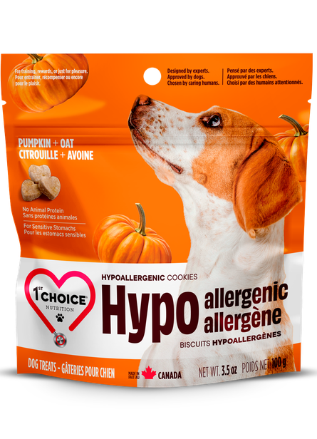 1ST CHOICE - Pumpkin and Oat Hypoallergenic Dog Cookies, Net Weight: 100g