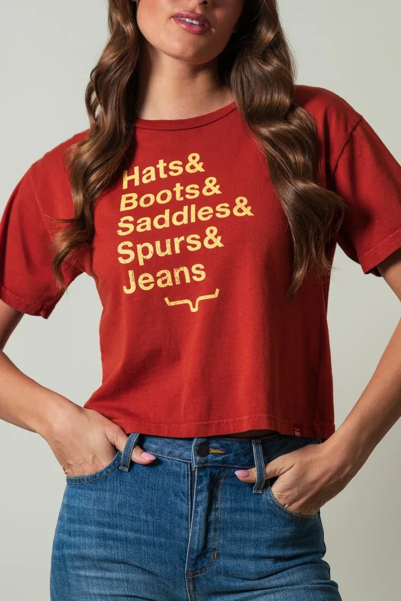 KIMES RANCH - Hats &amp; Boots Burnt Red Tee