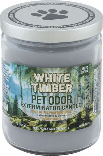 HOLLY MOLLY - White Timber Pet Odor Exterminator Candle, Net Weight: 13oz