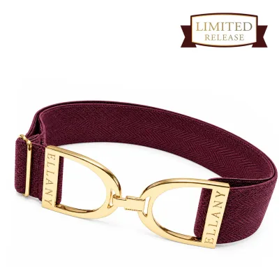 ELLANY - Elastic Belt 1.5" Fig Herringbone with Gold Stirrup LIMITED Collection