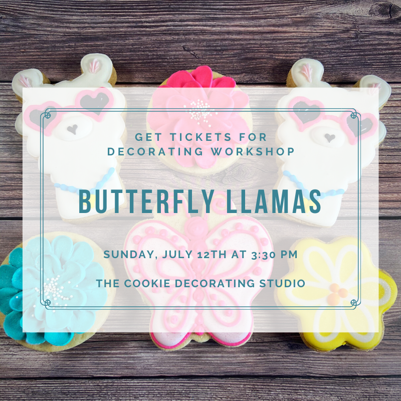 'Butterfly Llamas' Decorating Workshop - SUNDAY, JULY 12, 2020 at 3:30 p.m. (THE COOKIE DECORATING STUDIO)