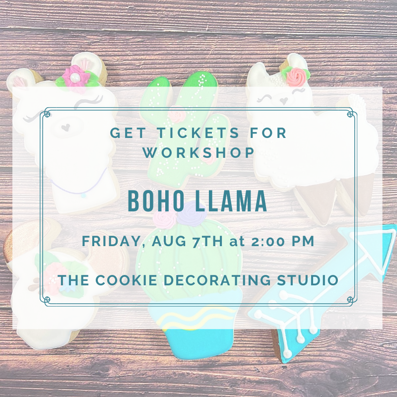 'Boho Llama Decorating Workshop - FRIDAY, AUG 7th at 2 p.m. (THE COOKIE DECORATING STUDIO)
