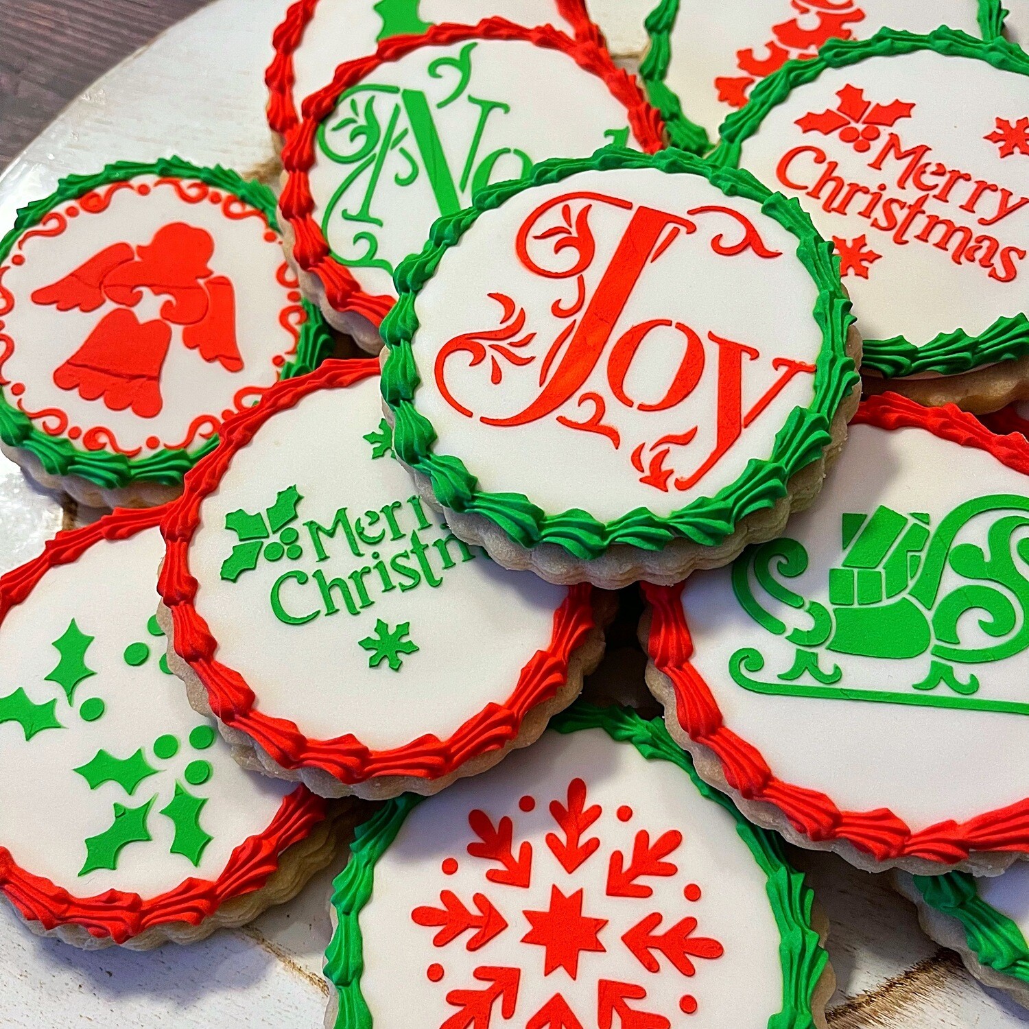 STENCILED PEACE & JOY (Dozen) STENCILED PEACE & JOY (Dozen)