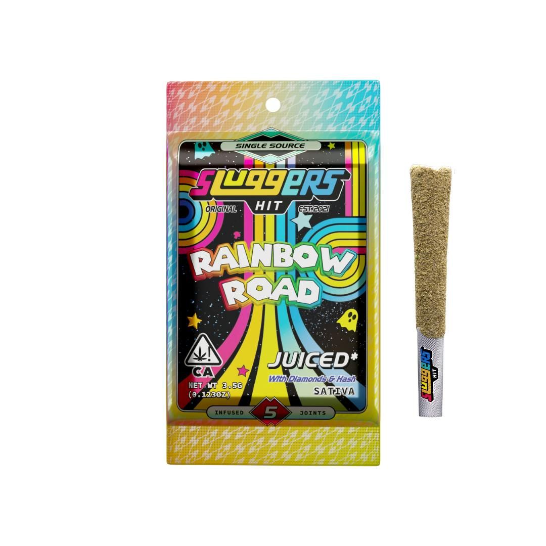 Rainbow Road 3.5g Hash &amp; Liquid Diamonds Infused Joints 5-pack | Sluggers Hit (46% THC)