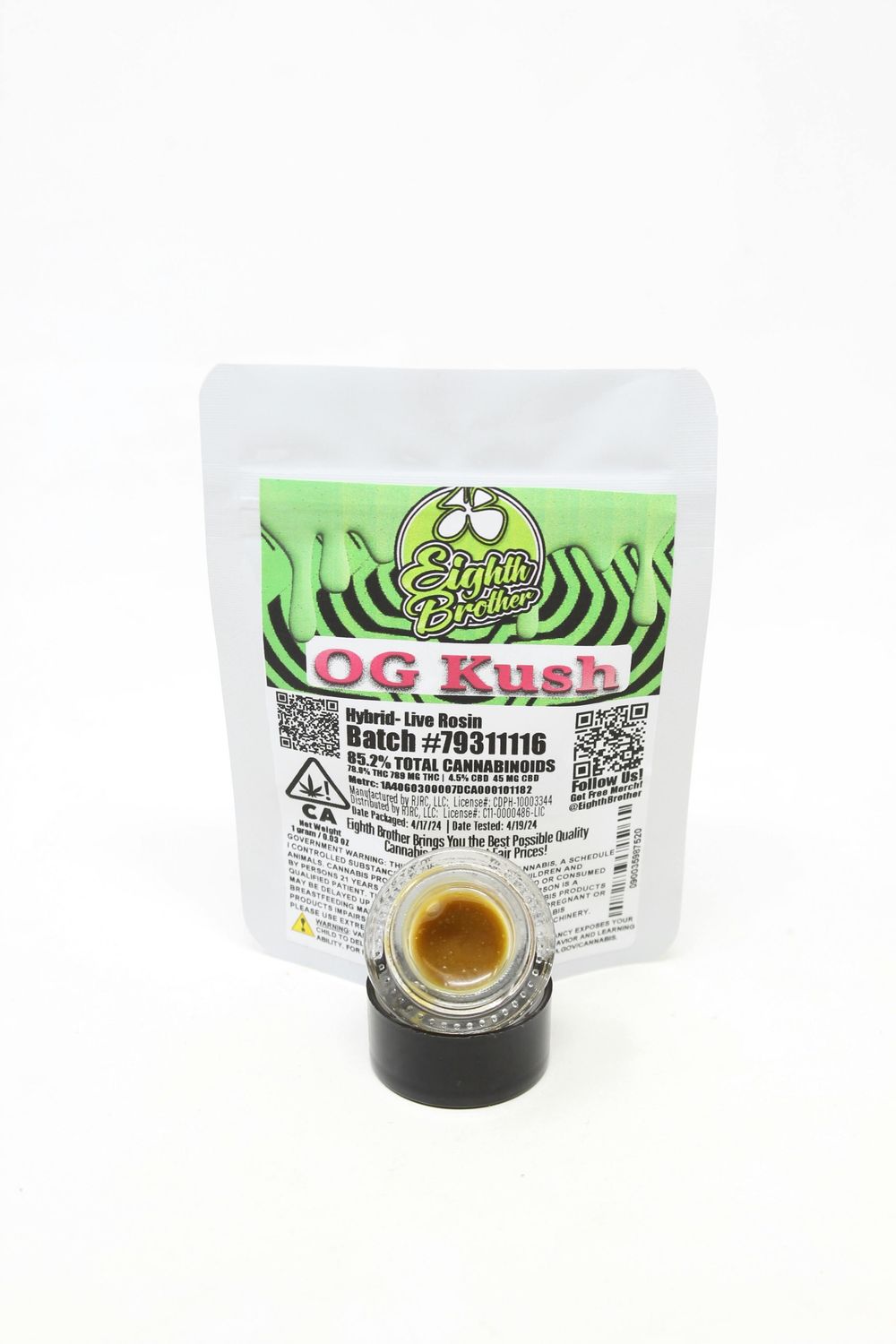OG Kush Live Rosin 1g | Eighth Brother (78.60% THC)