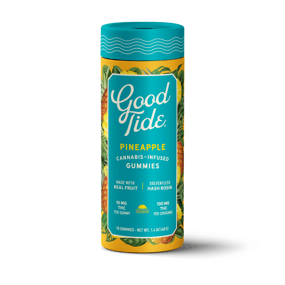 Pineapple Solventless Hash Rosin Vegan Gummies 100mg THC | Good Tide