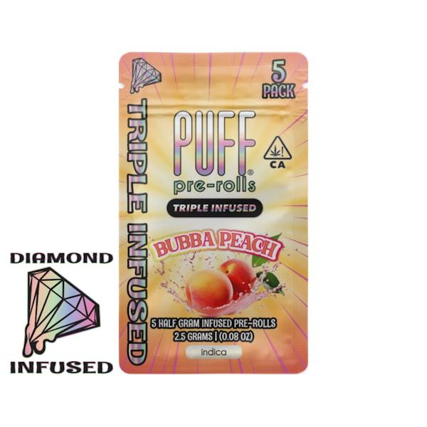 Bubba Peach 2.5g Liquid Diamonds Infused Joints 5-pack | Puff