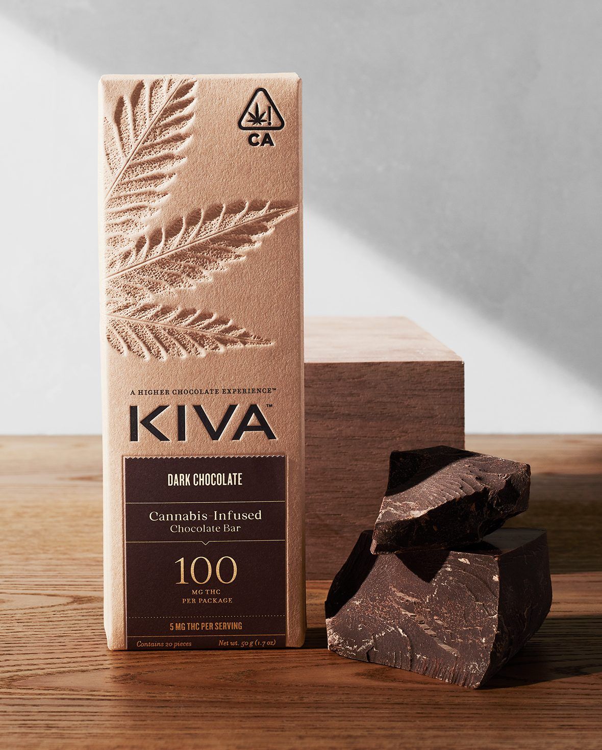 Dark Chocolate Bar 100mg THC | Kiva Confections
