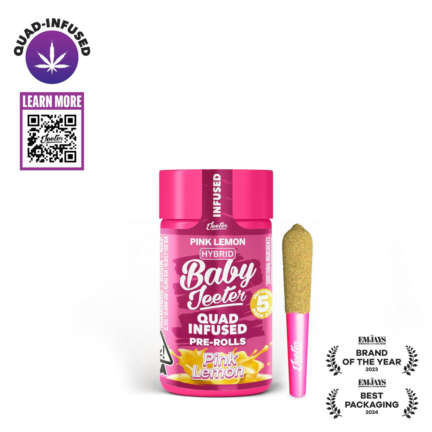 Pink Lemon Quad Infused Rosin 5 x 0.5g Joints 2.5g | Jeeter