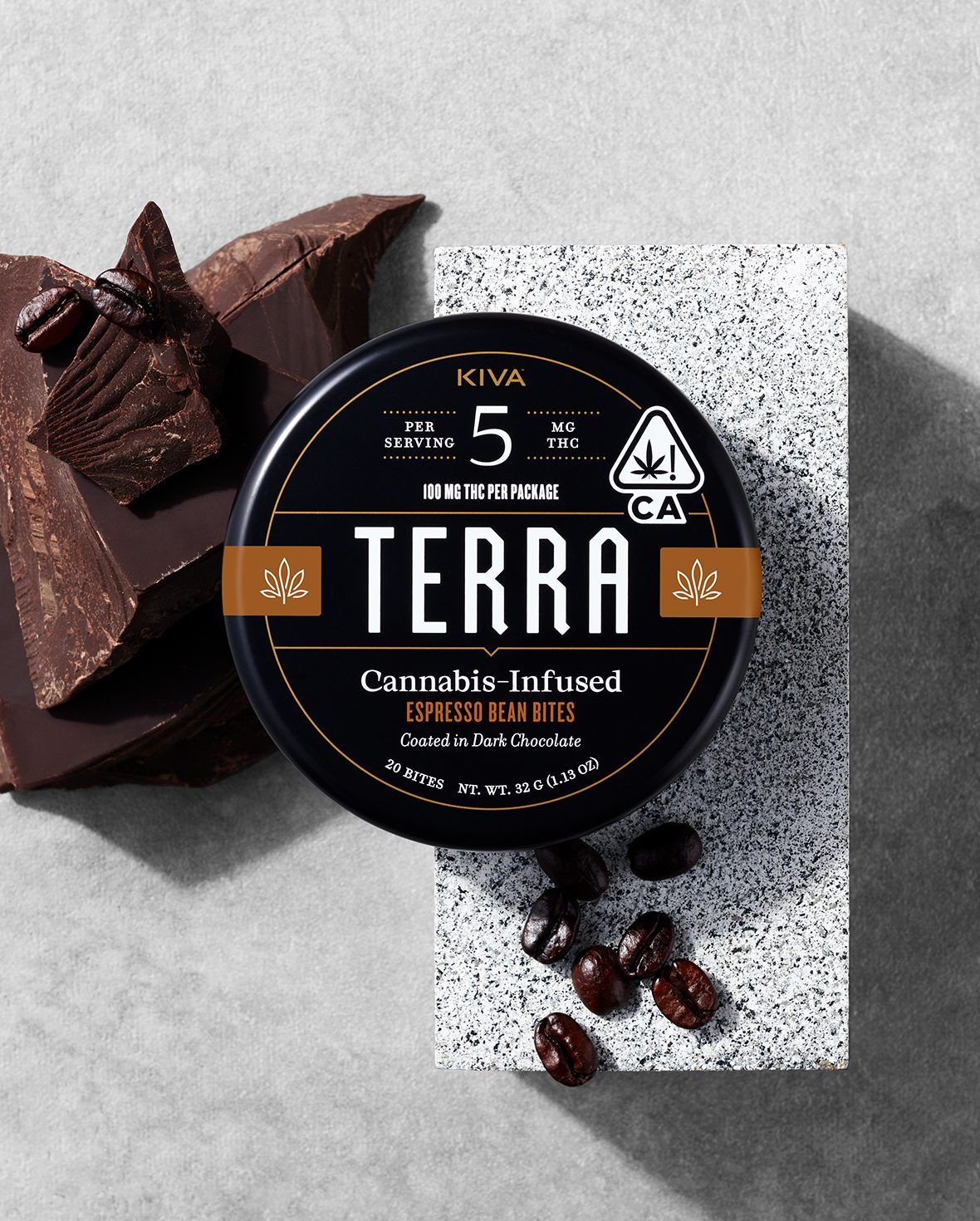 Dark Chocolate Espresso Bean Bites 100mg THC | Terra/Kiva