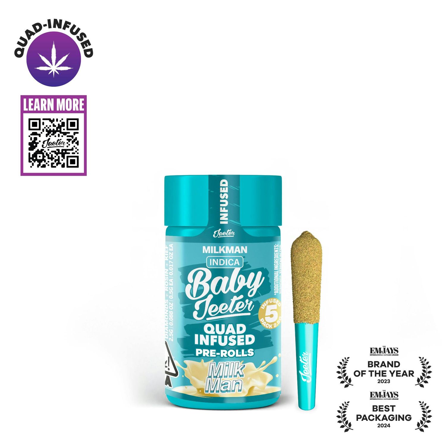 Milkman Quad Infused Rosin 5 x 0.5g Joints 2.5g (39.75% THC) | Jeeter