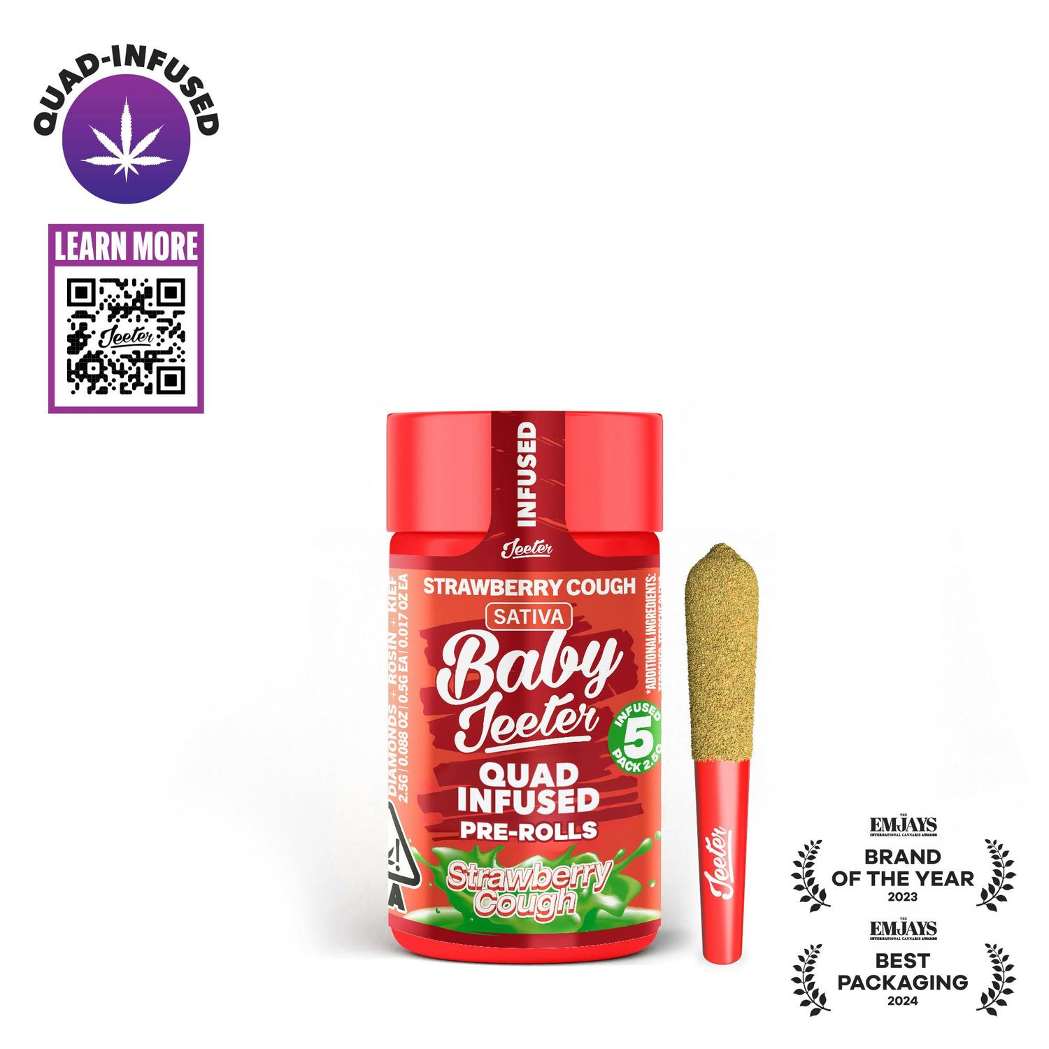 Strawberry Cough Quad Infused Rosin 5 x 0.5g Joints 2.5g | Jeeter