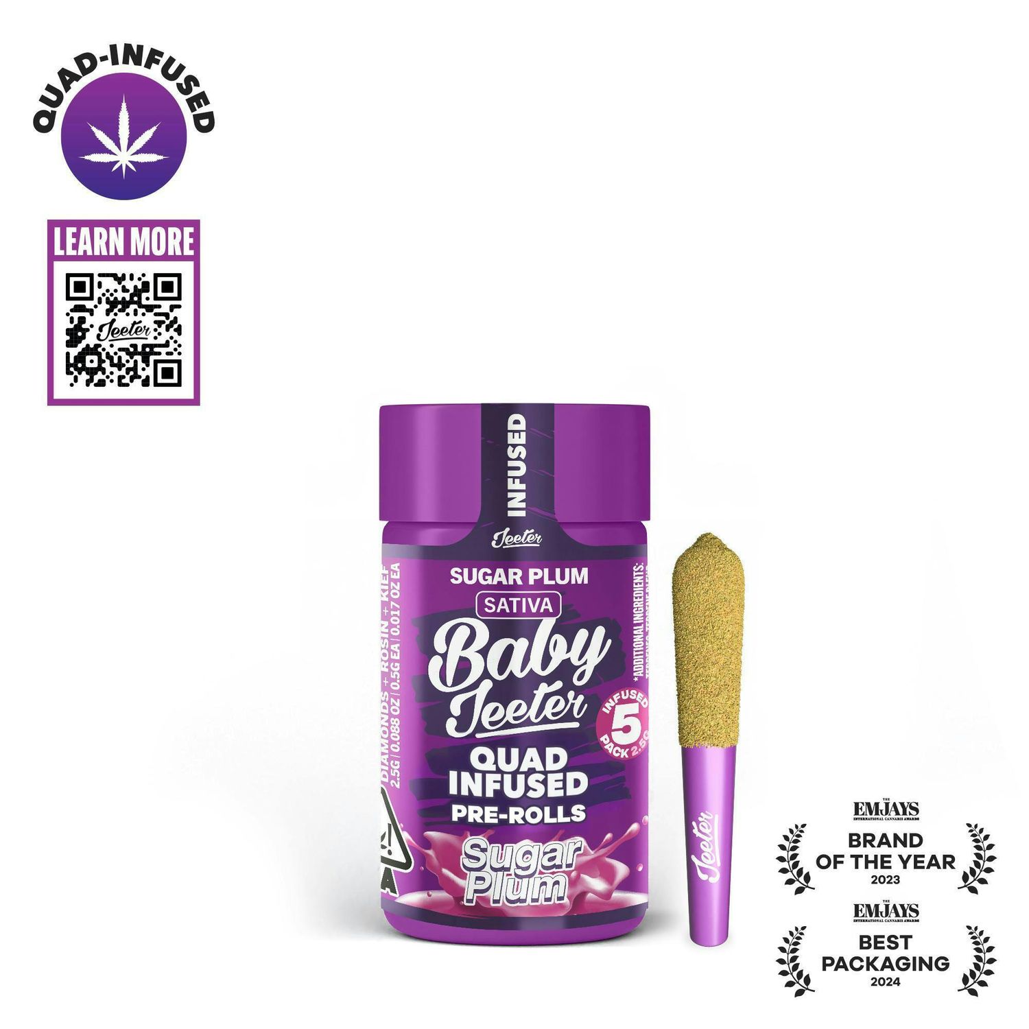 Sugar Plum Quad Infused Rosin 5 x 0.5g Joints 2.5g | Jeeter