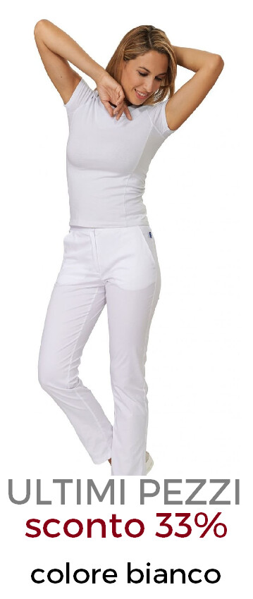 DR.BLUE Tamara pantalone donna elasticizzato bianco easyfit