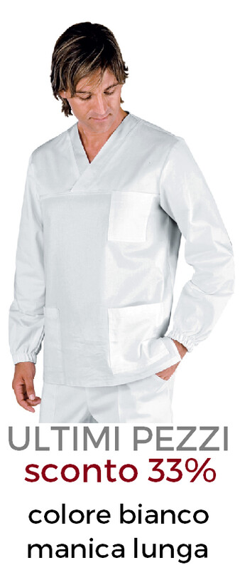 ISACCO Casacca unisex scollo a V manica lunga bianco