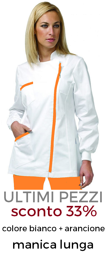 DR.BLUE Milly casacca donna zip bianco+arancio