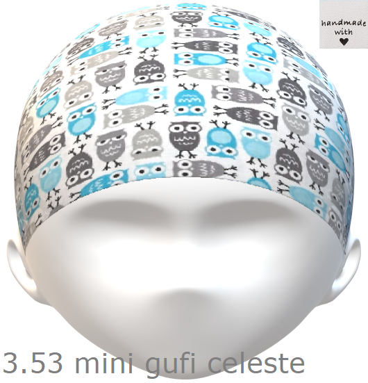 PopHats Cappellino 3.53 &quot;Mini Gufi Celeste&quot;