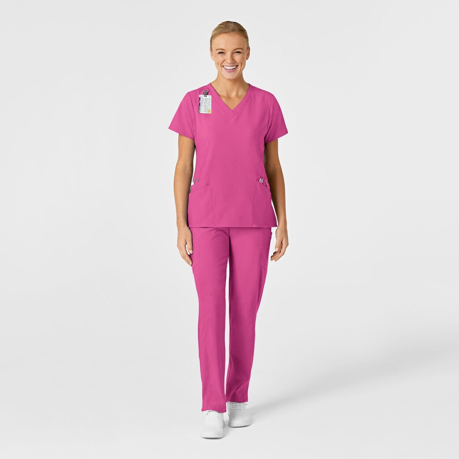 Casacca donna 6155 scollo a V hot pink