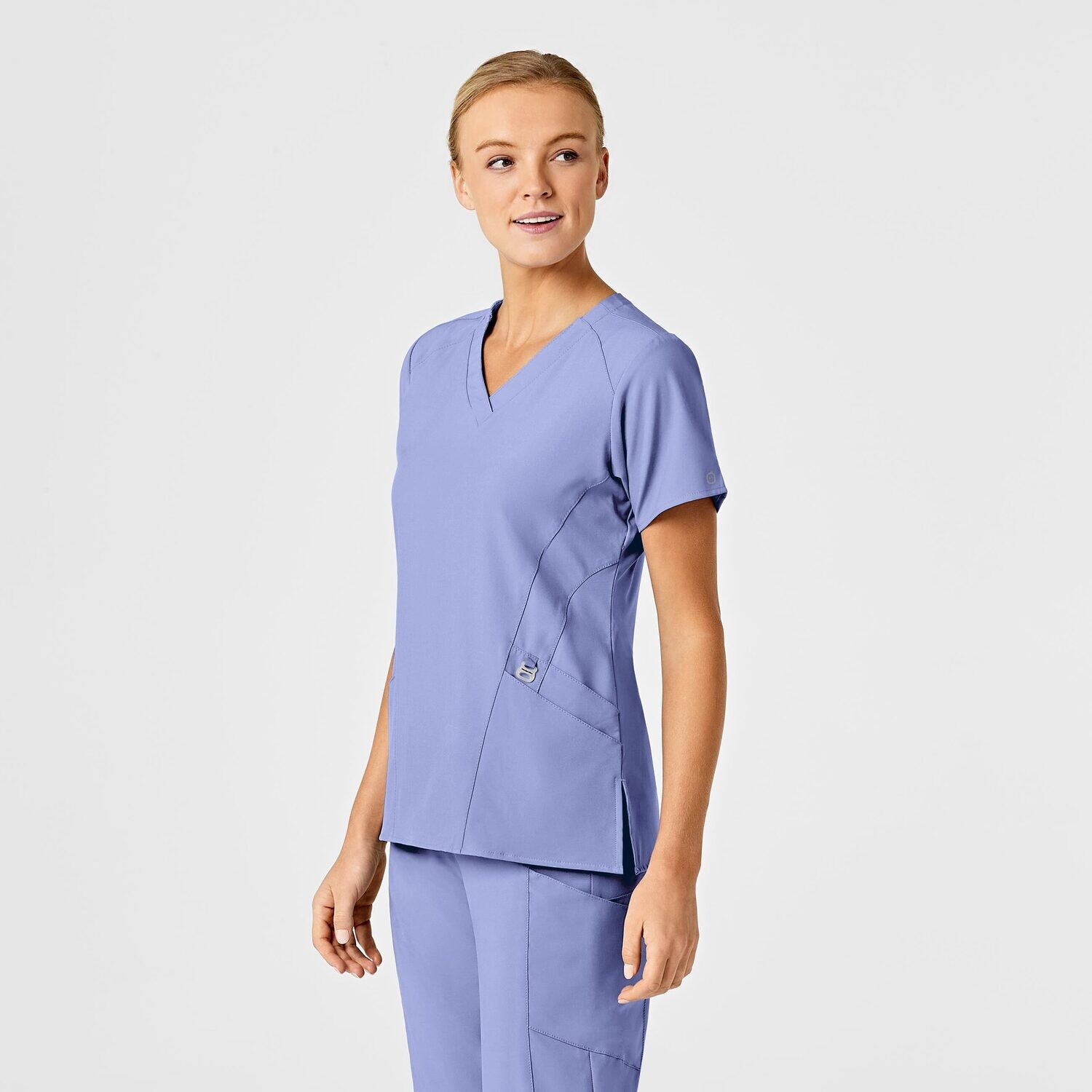 Casacca donna 6155 scollo a V ceil blue