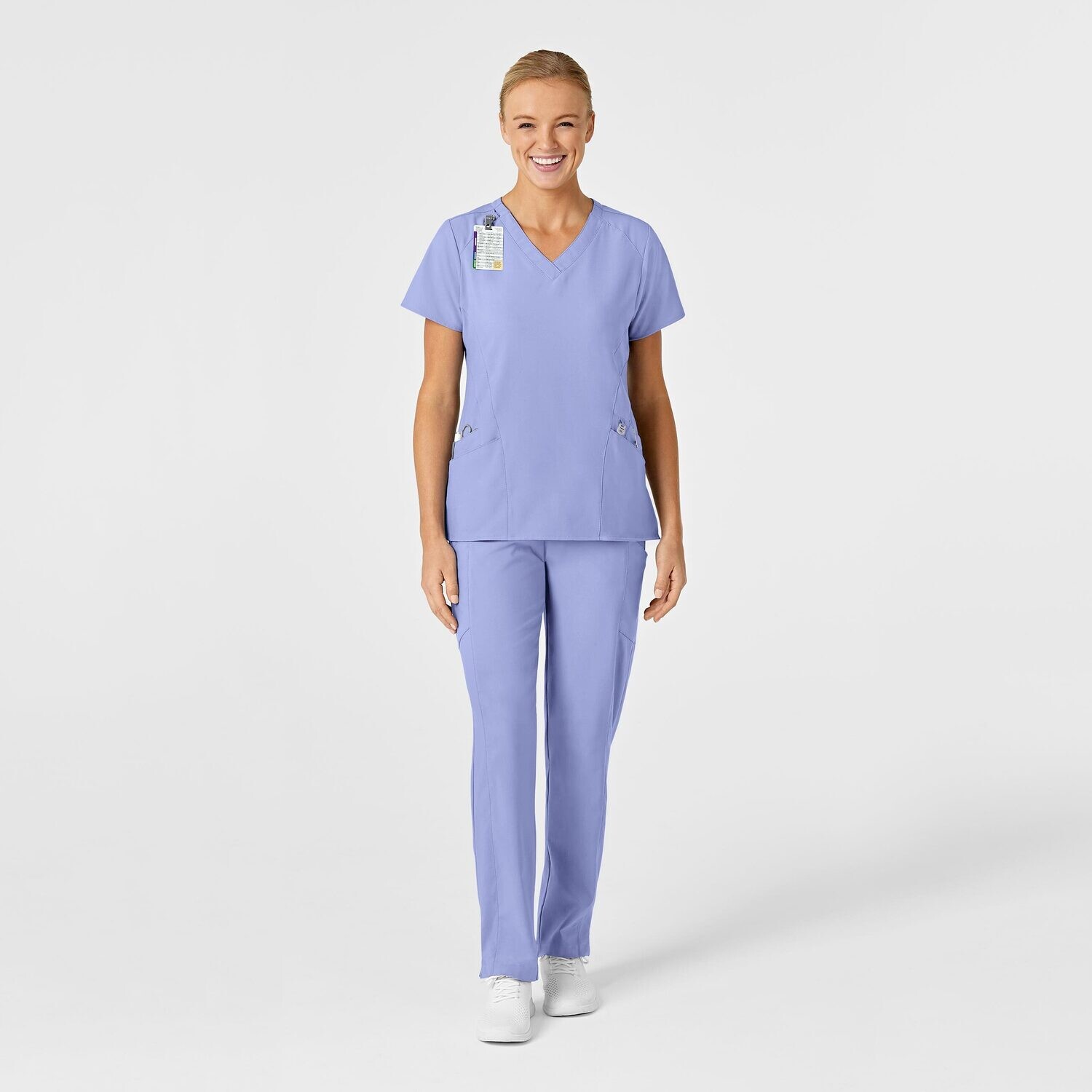 Casacca donna 6155 scollo a V ceil blue