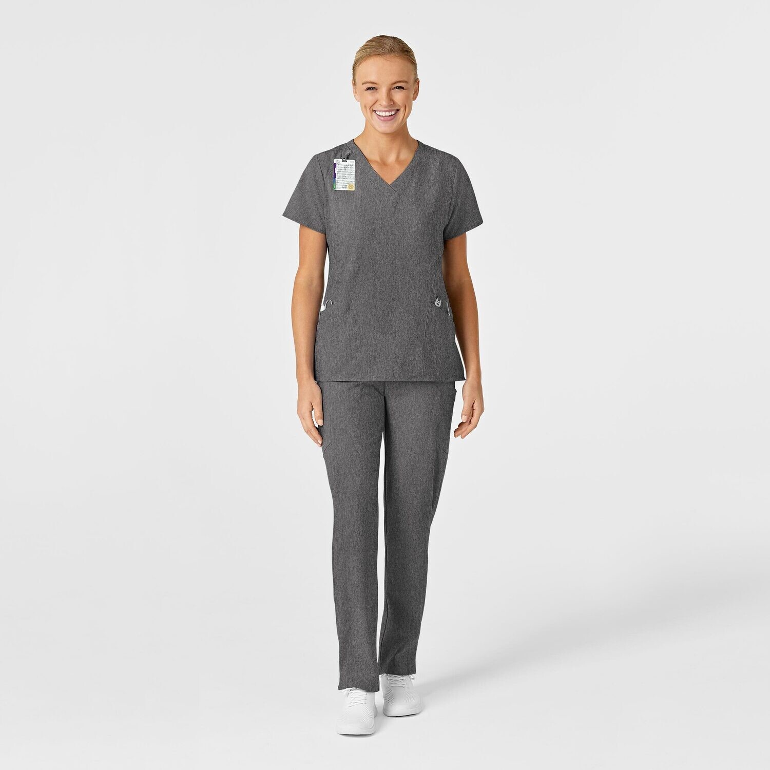 Casacca donna 6155 scollo a V charcoal heather