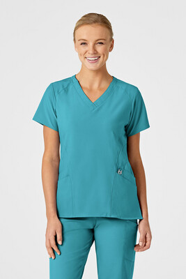 Casacca donna 6155 scollo a V teal blue