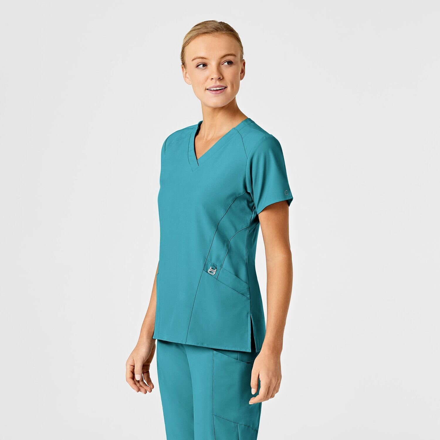 Casacca donna 6155 scollo a V teal blue