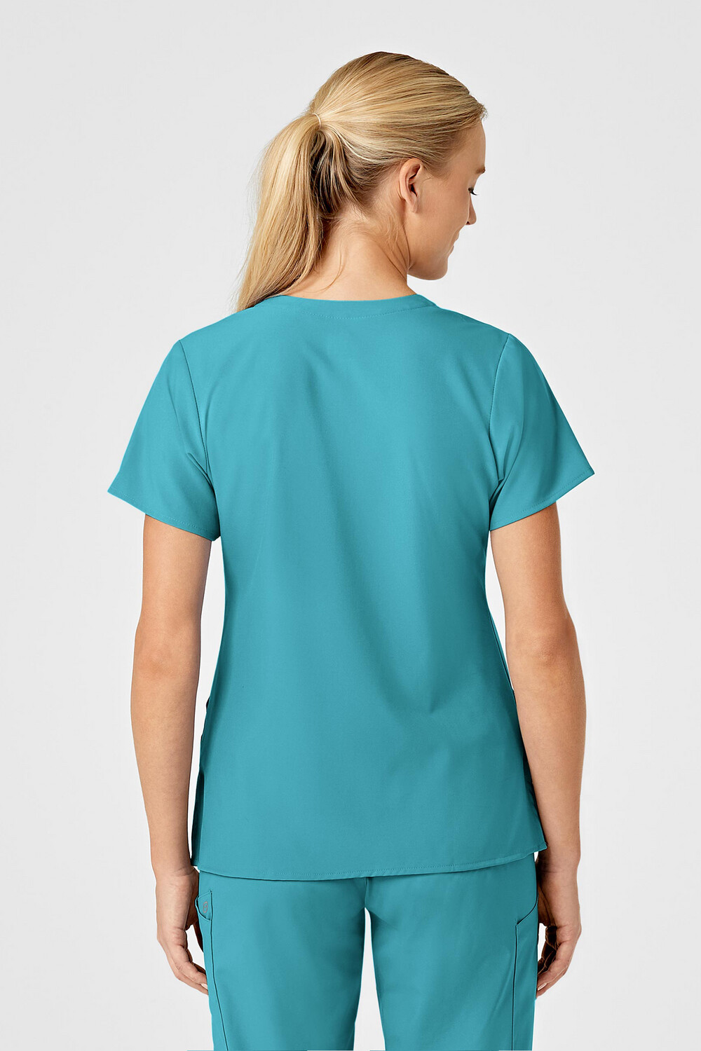 Casacca donna 6155 scollo a V teal blue