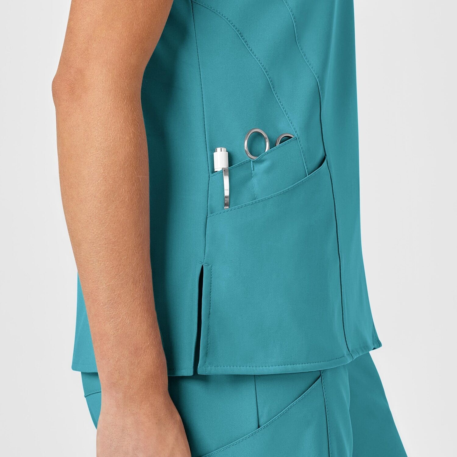 Casacca donna 6155 scollo a V teal blue