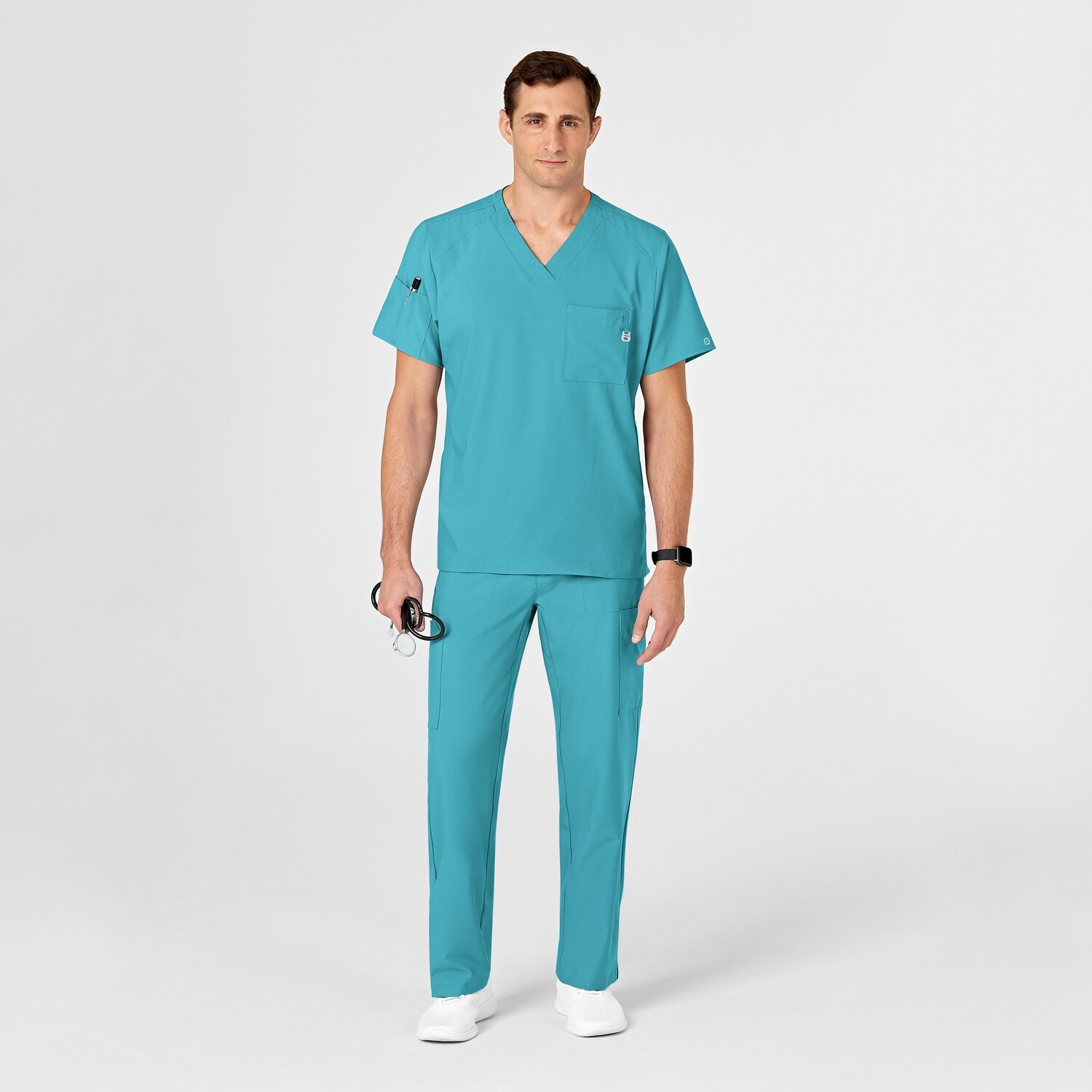 Casacca uomo 6355 scollo a V teal blue