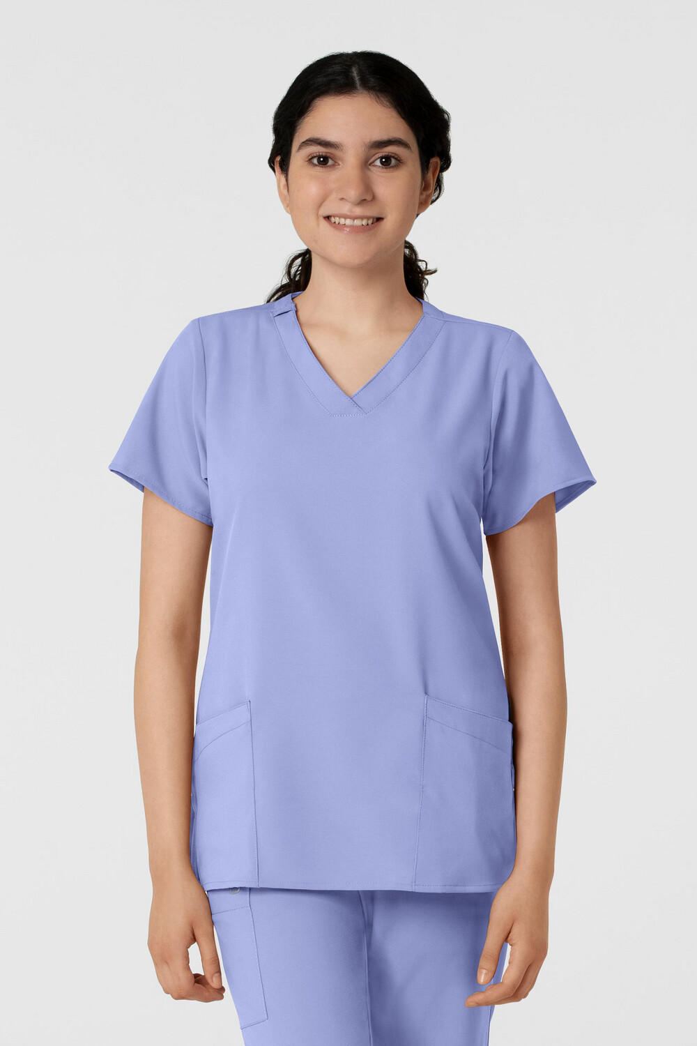 Casacca donna 6255 scollo a V ceil blue