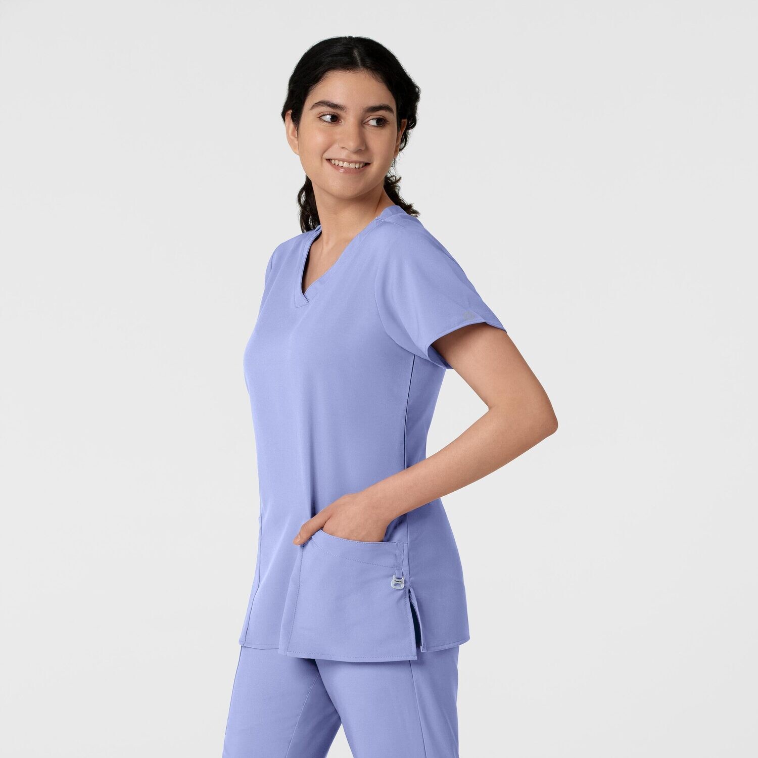 Casacca donna 6255 scollo a V ceil blue